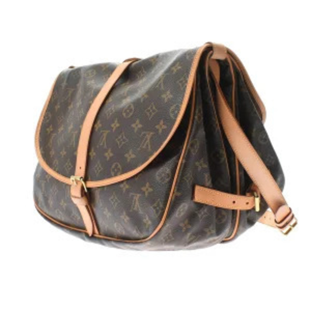 Louis Vuitton Canvas Shoulder Monogram Brown Bag Saumur